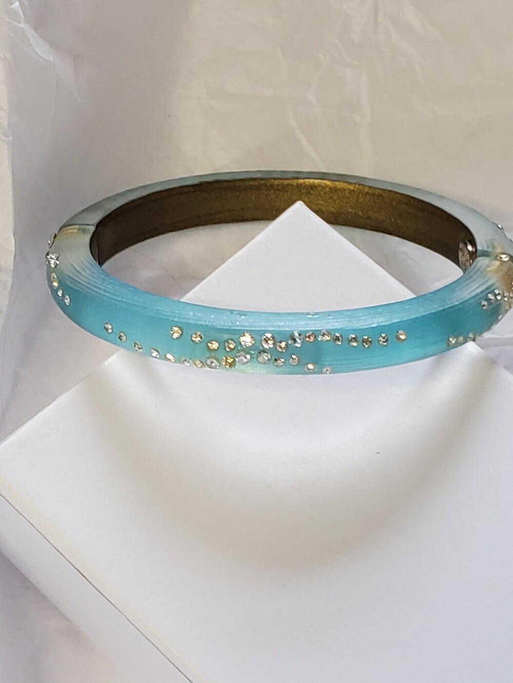 Alexis Bittar Sky Blue Lucite Hinged Bracelet